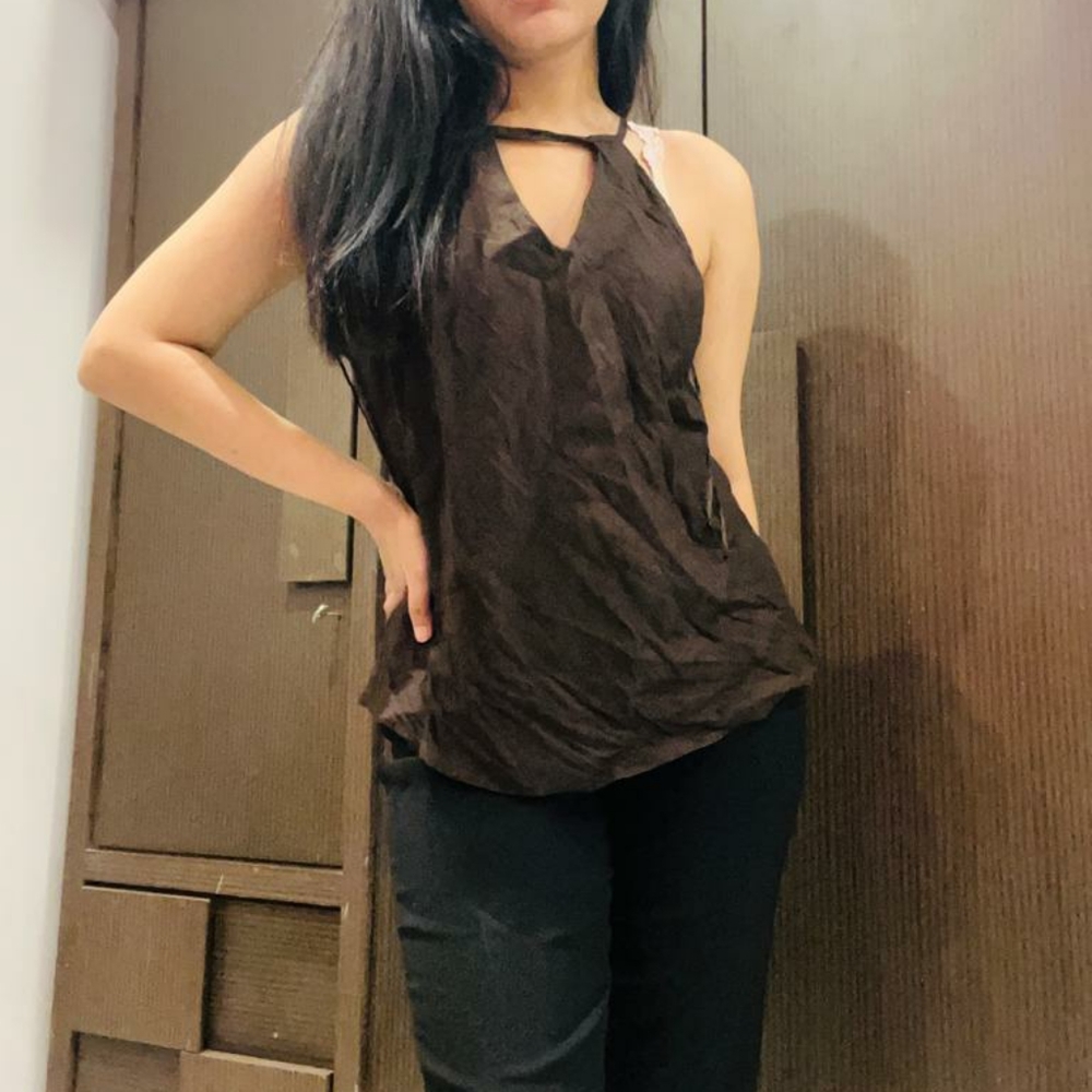 Brown linen halter neck top - Picture 5 of 6